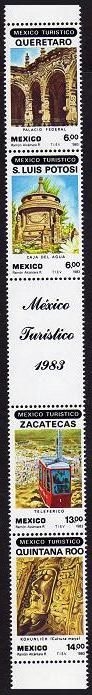 Mexico 1318-1321a strip/label
