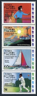 Turks and Caicos 555-558a strip