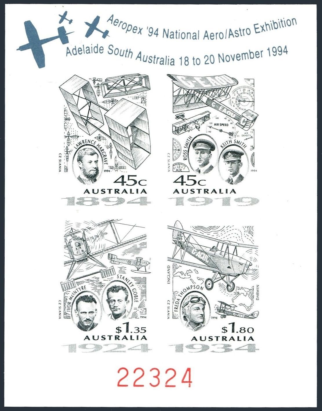 Australia 1381-1384a Eeropex-94 sheet