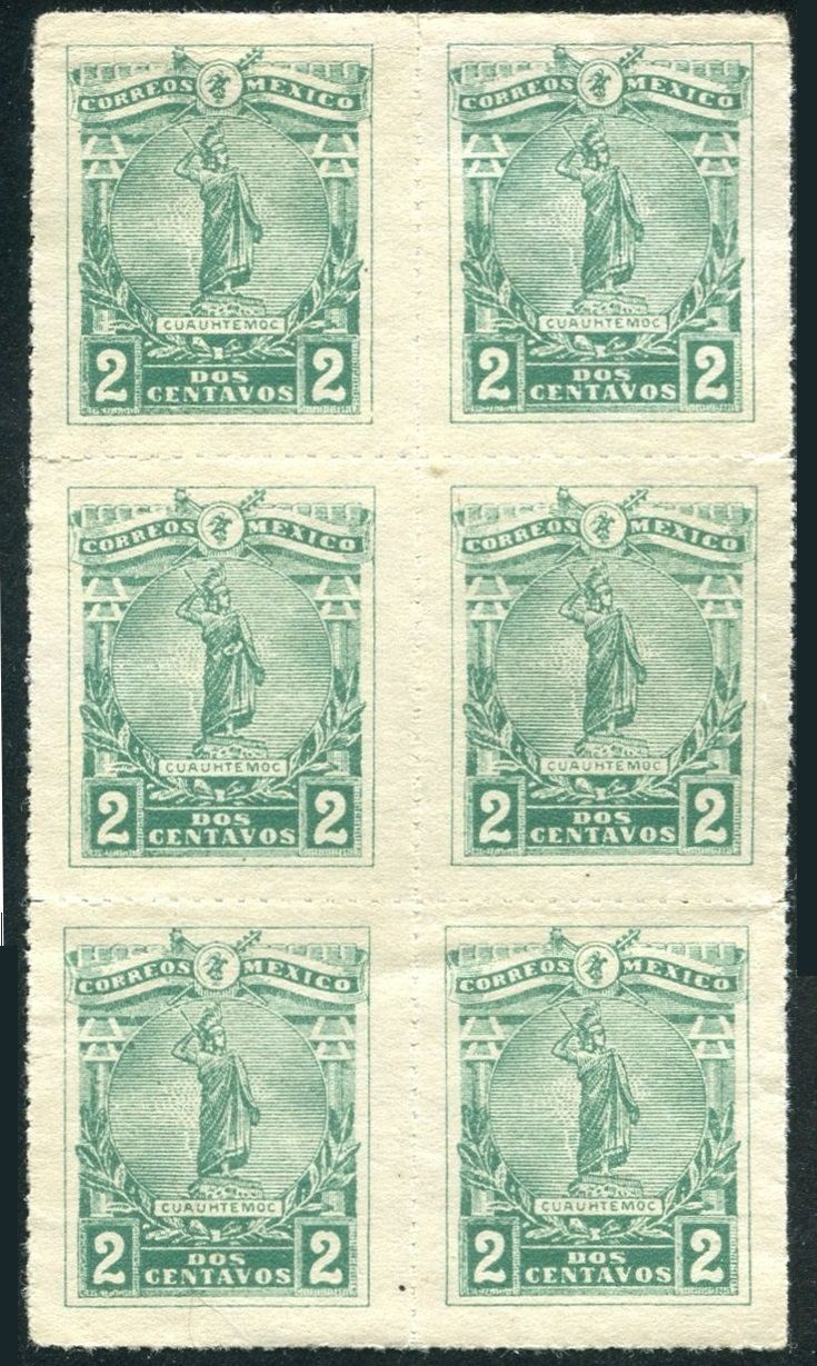 Mexico 501rouletted block/x6 no gum